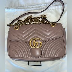 Gucci GG Marmont small matelassé shoulder bag in nude